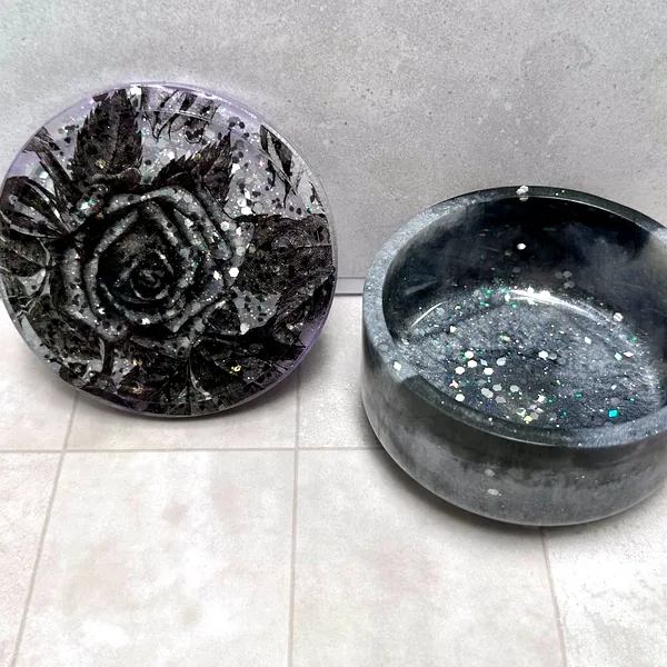 Black & Silver Rose Dish & Bowl view 2