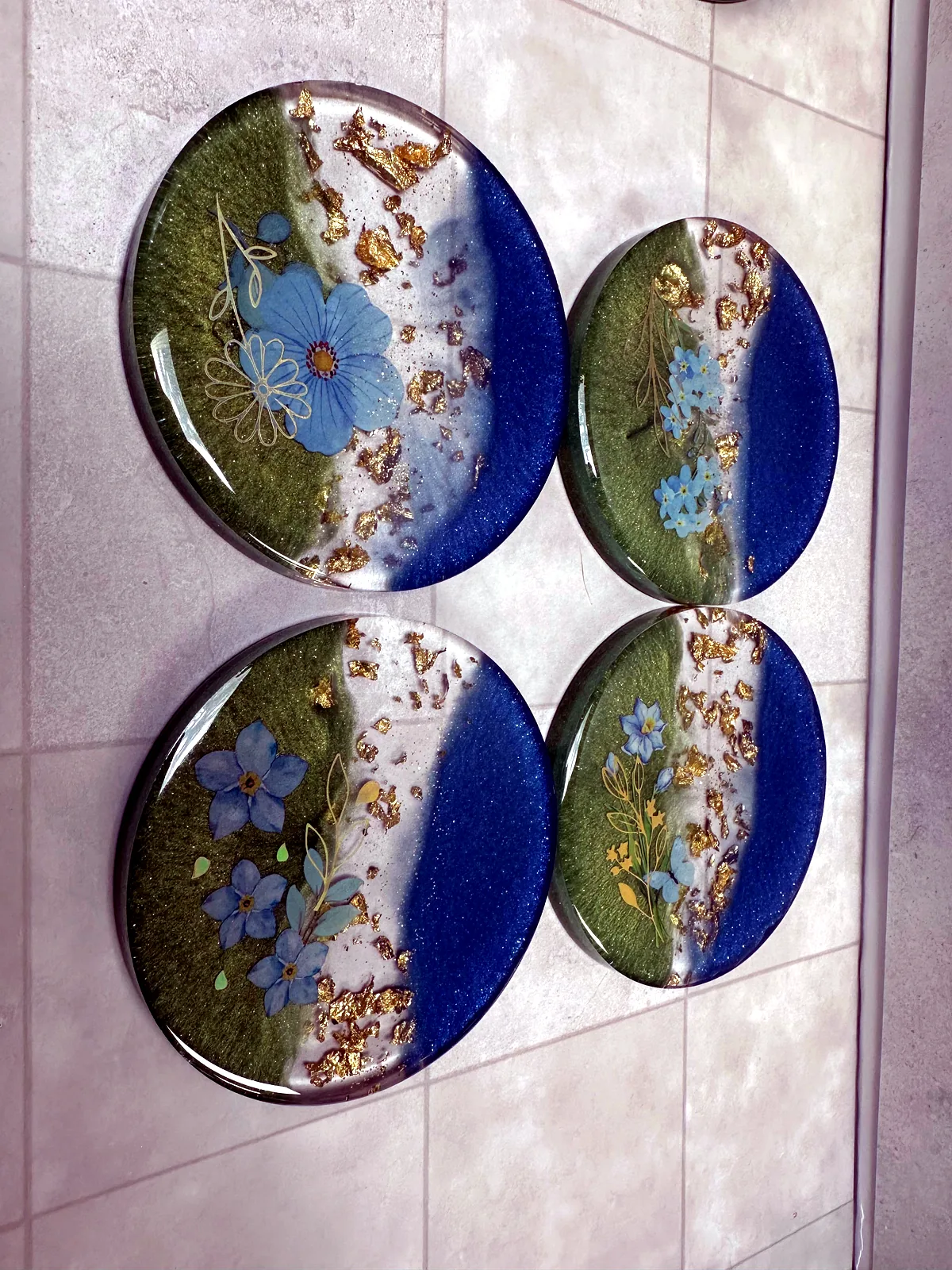 Blue & Green Floral Coaster Set