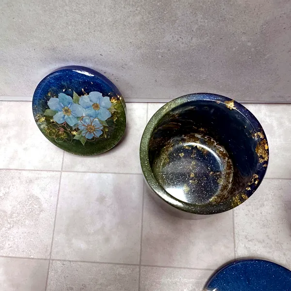 Blue & Green Floral Coaster Set view 2