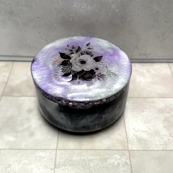 Grey & Black Rose Trinket Box