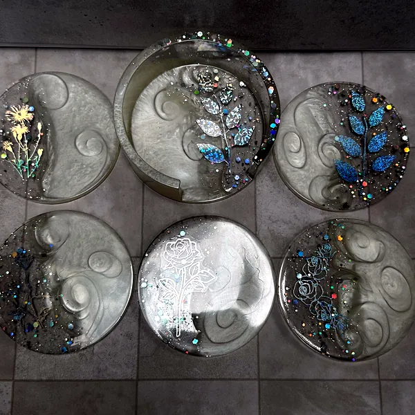 Iridescent Blue Coaster Set