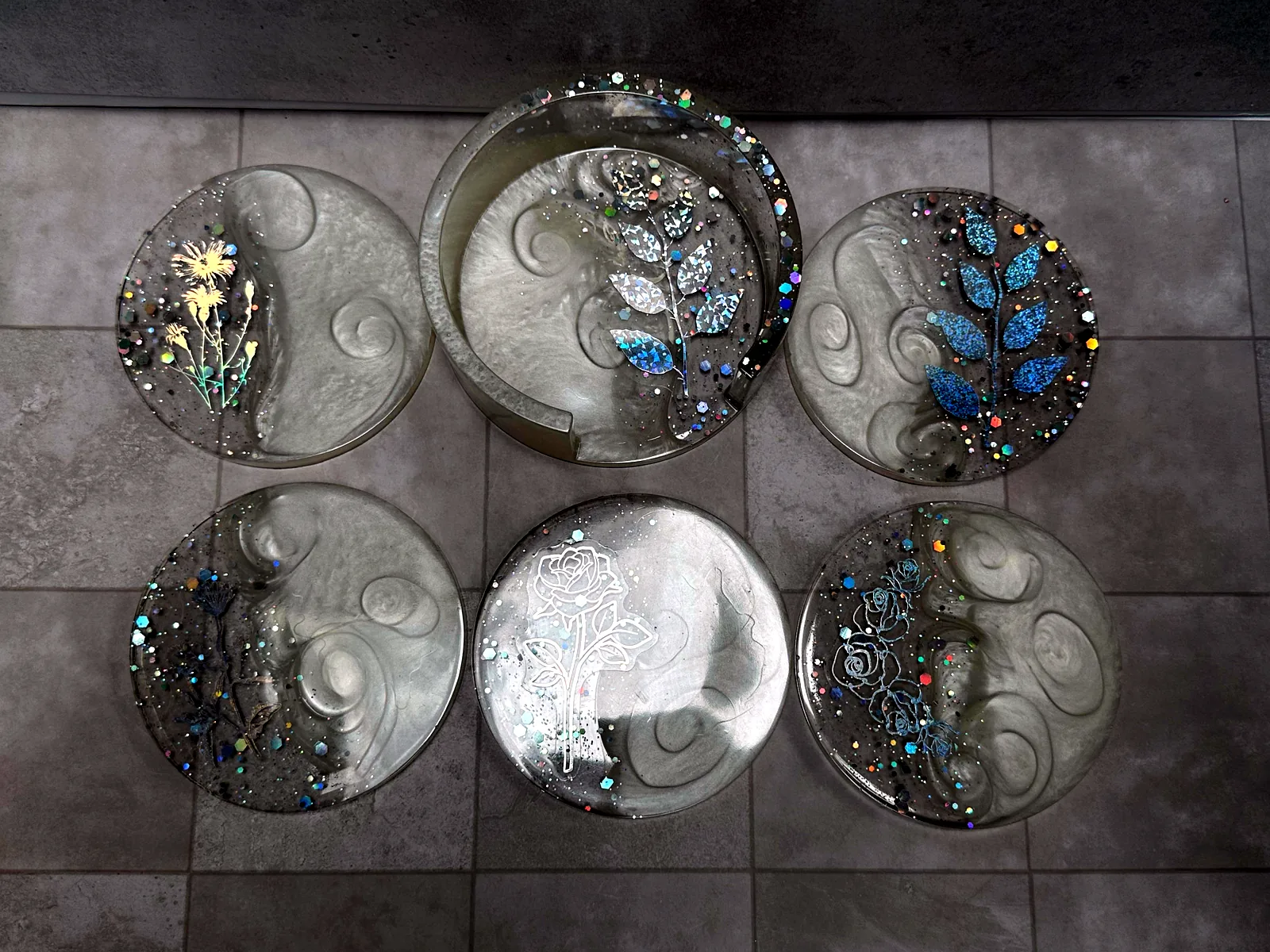 Iridescent Blue Coaster Set
